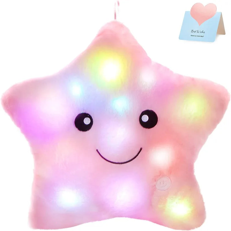 Luminous Star Plush Pillow - Soft, Colorful LED Cushion for Kids