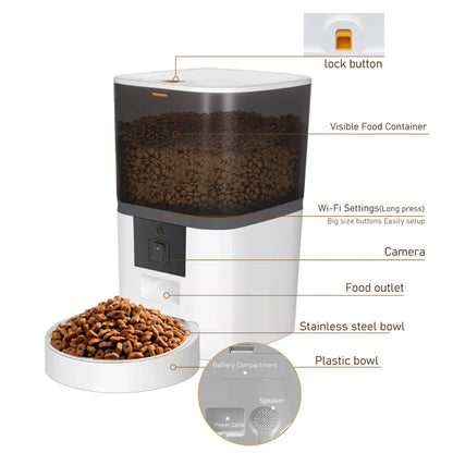 4L Smart Pet Feeder with Camera Automatic Timing Dispenser