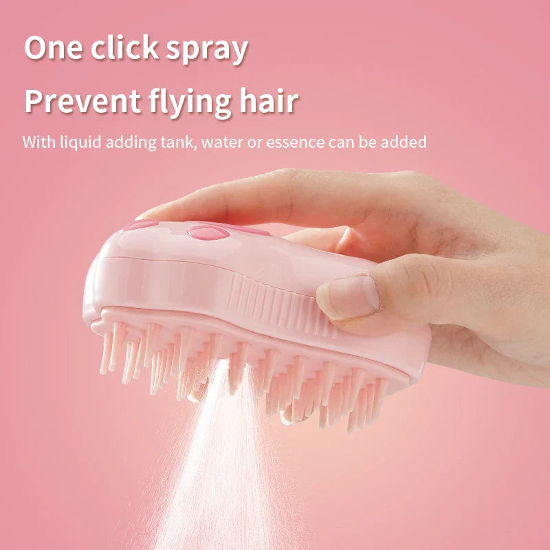 Steamy Pet Brush With Built-In Sprayer