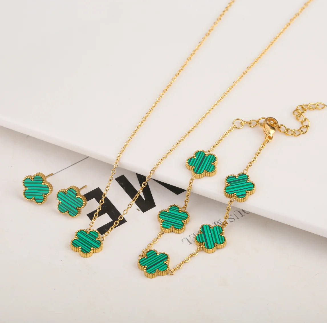 Gold Plated Five Leaf Flower Adjustable Bracelet