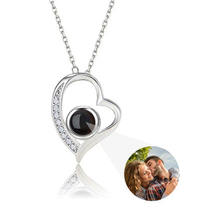 Personalized Heart Photo Projection Necklace with 100 Languages