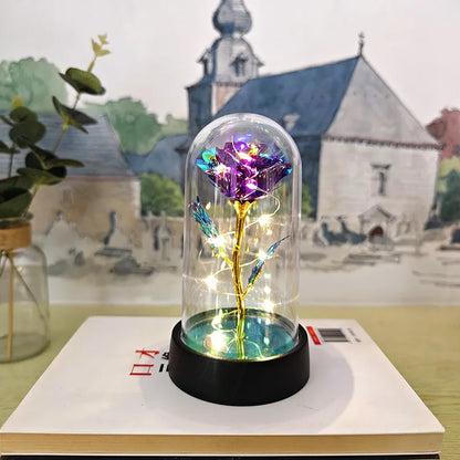 Eternal Rose Lamp LED Artificial Silk Flower Creative Gift for Valentine's Day and Mother's Day