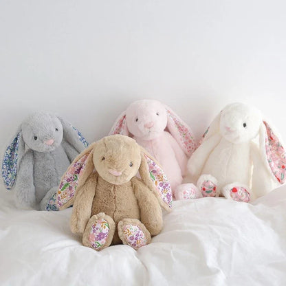 Bonnie Rabbit Plush Toy Soft Bunny with Floral Ears for Kids and Home Decor