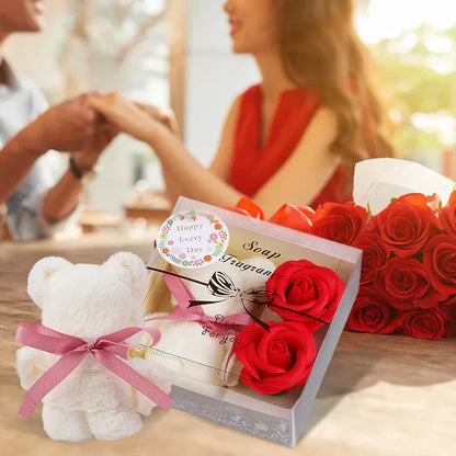 Towel Bear Soap Flower Gift Box for Valentine's Day, Wedding, Mother's Day, and Birthday