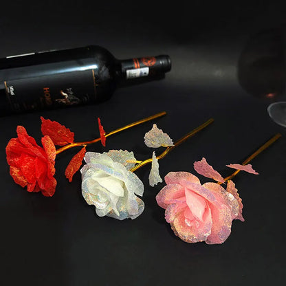 Foil Plated Rose Gold Rose Artificial Flowers Gift Set