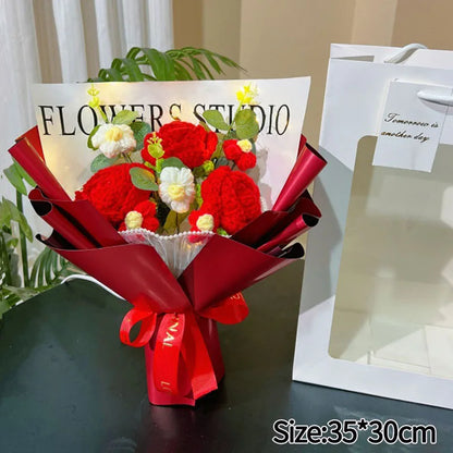 Hand-Woven Rose Flower Bouquet Artificial Flowers for Birthday and Valentine's Day