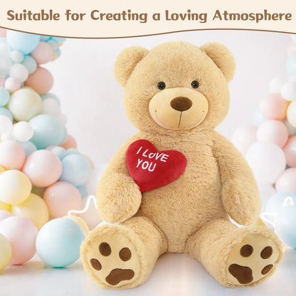 Giant Teddy Bear Plush with I Love You Heart - Soft Stuffed Bear for Kids and Valentine's Gift