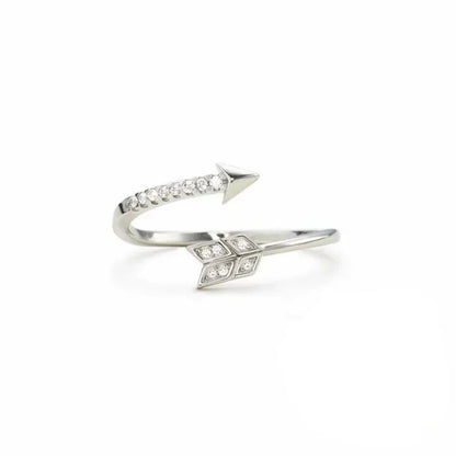 Delicate Adjustable 925 Sterling Silver Ring with Cubic Zirconia