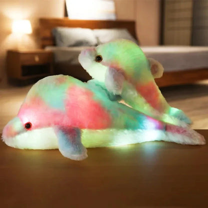Luminous Plush Dolphin Pillow - Soft, Colorful LED Cushion for Kids