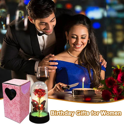 Forever Rose LED in Glass Dome - Romantic Gift for Mom or Wife