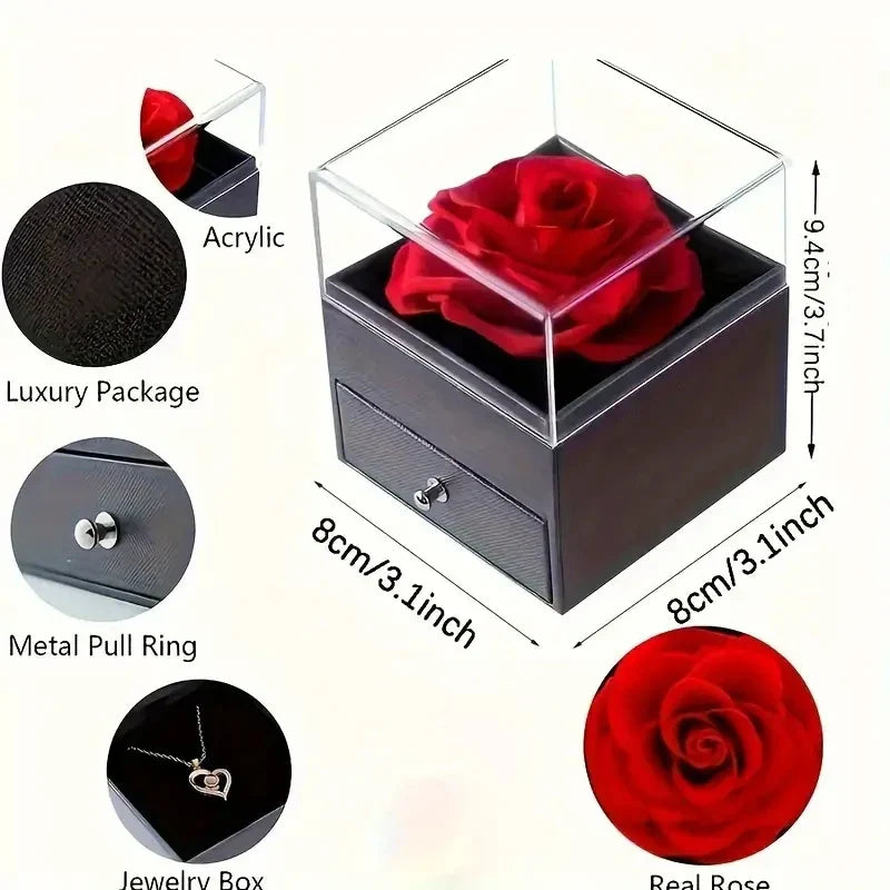 Ocean Heart Necklace with Eternal Rose Gift Box