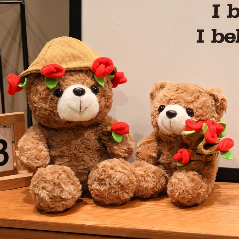Sitting Bear Plush Toy with Heart Gift for Her
