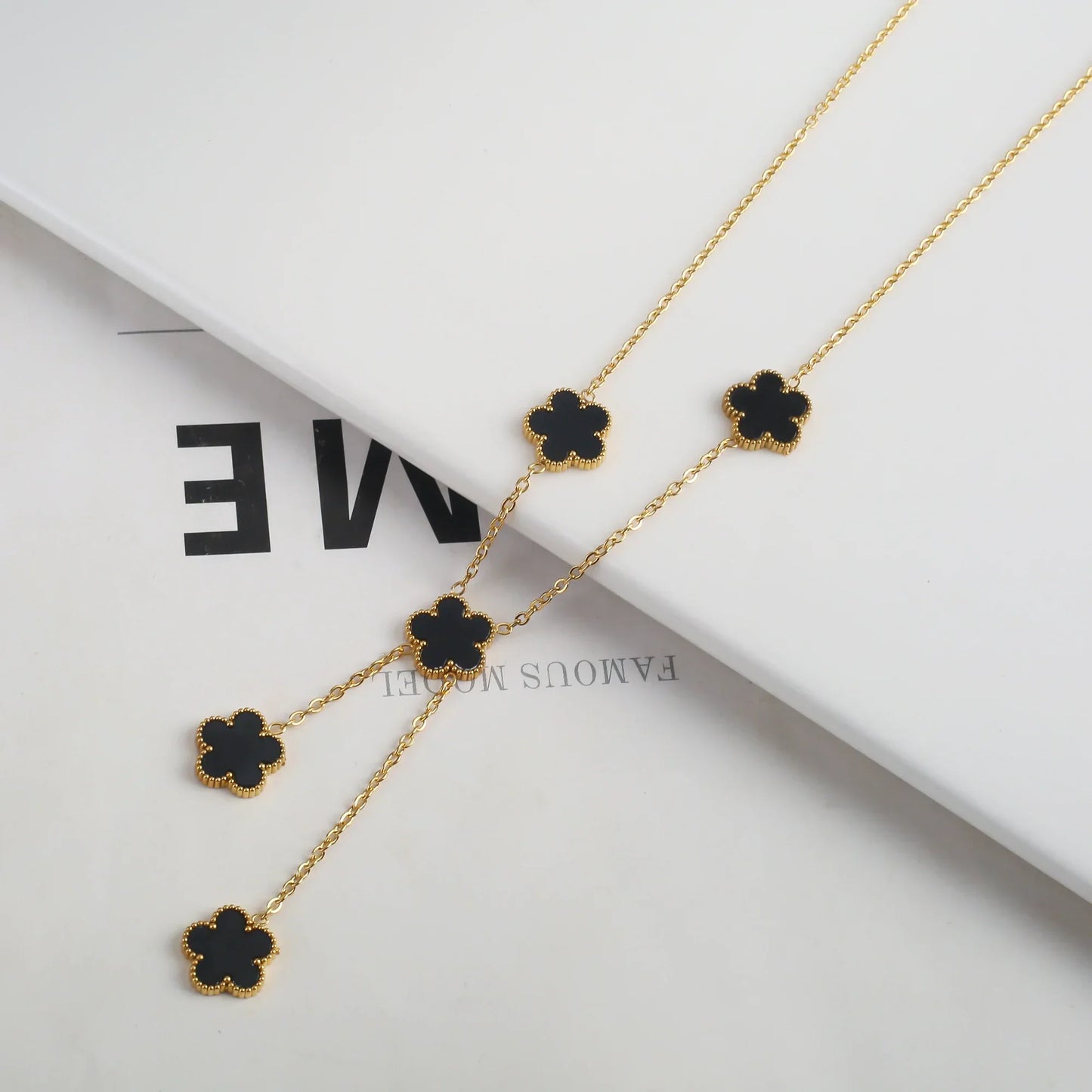 Gold Plated Five Leaf Flower Adjustable Bracelet