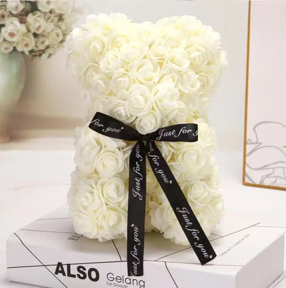 Rose Flower Teddy Bear 25cm Romantic Gift with Box