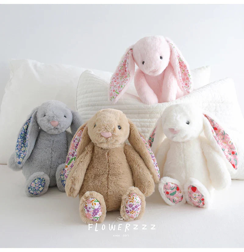 Bonnie Rabbit Plush Toy Soft Bunny with Floral Ears for Kids and Home Decor