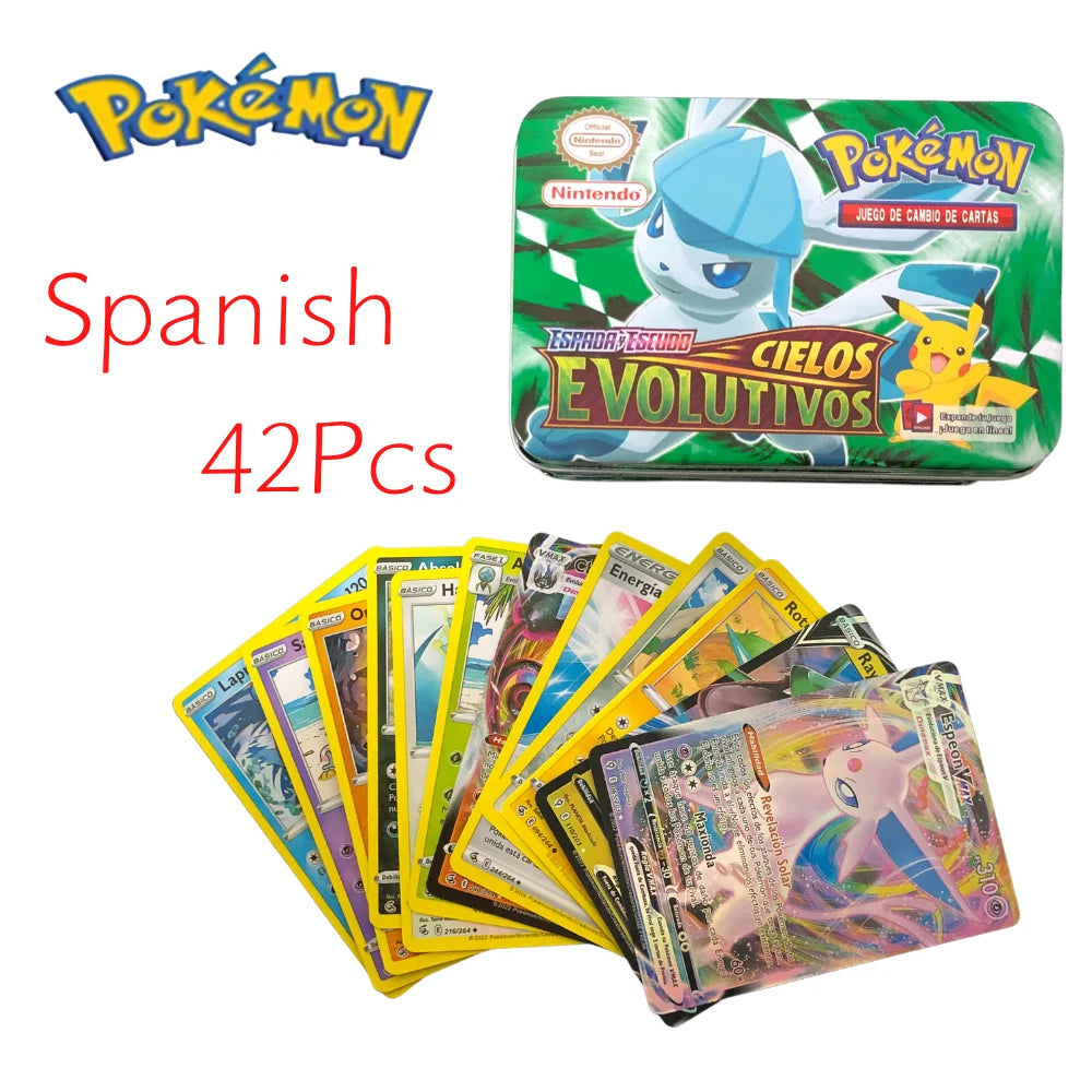42pcs/set Iron Metal Box Pokemon Cards