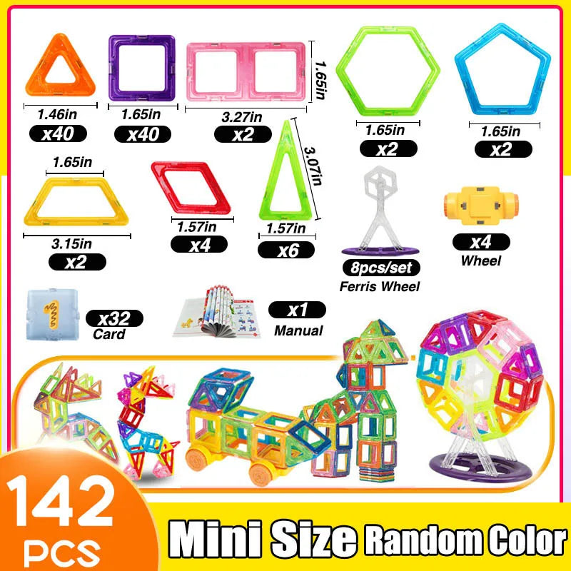 64-184Pcs Kids Magnetic Building Blocks