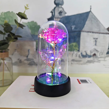 Eternal Rose Lamp LED Artificial Silk Flower Creative Gift for Valentine's Day and Mother's Day