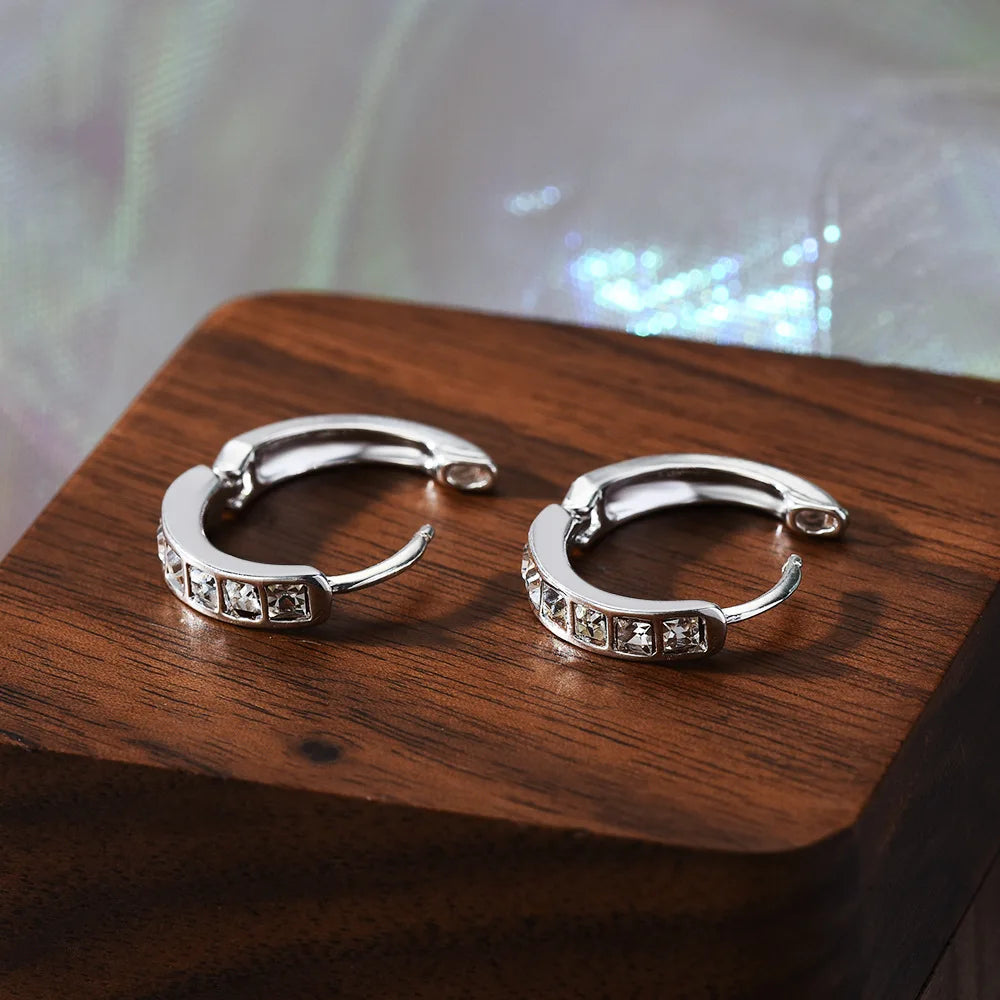 925 Sterling Silver Round Zircon Stud Earrings