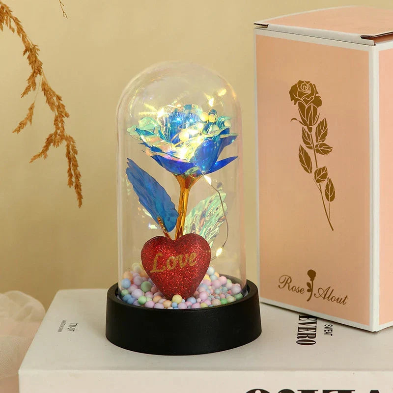 Eternal Rose LED Light in Glass Dome for Valentine's Day and Special Gifts