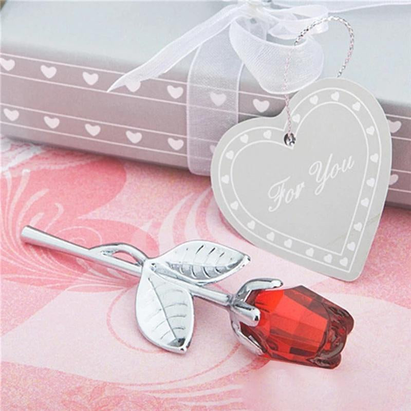 Crystal Glass Rose Figurine for Home and Gift Decor