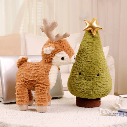 Kawaii Christmas Tree & Elk Plush Dolls - Soft Holiday Decor for Kids