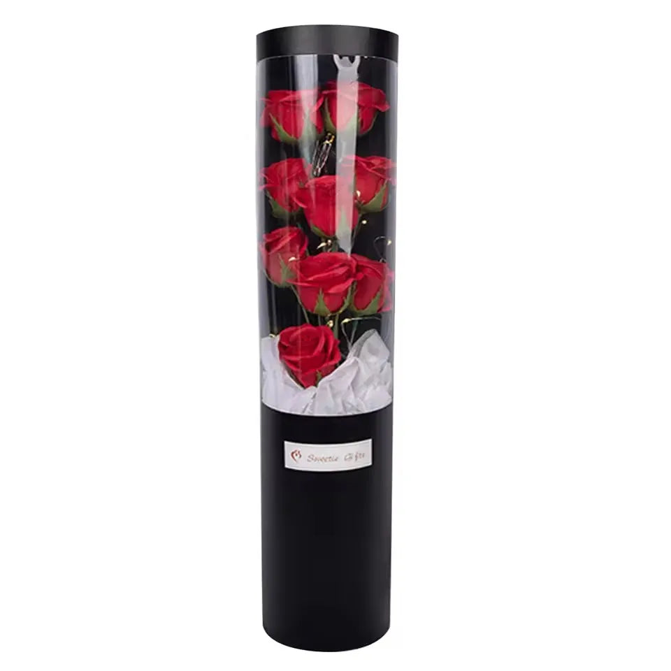 Charming Rose Bouquet Soap Flower Gift Box with LED Light for Valentine's Day and Special Occasions