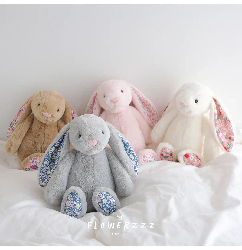 Bonnie Rabbit Plush Toy Soft Bunny with Floral Ears for Kids and Home Decor