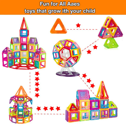 64-184Pcs Kids Magnetic Building Blocks