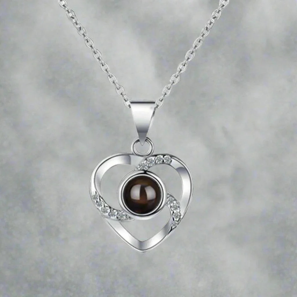 Hollow Zircon Love Necklace With Eternal Flower Gift Box