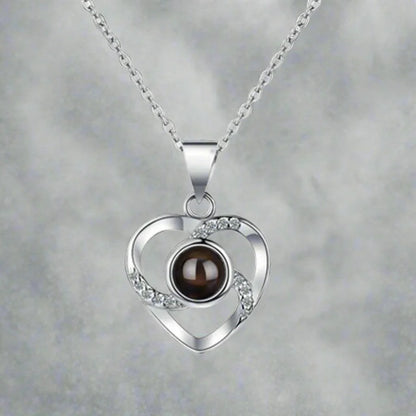 Hollow Zircon Love Necklace With Eternal Flower Gift Box