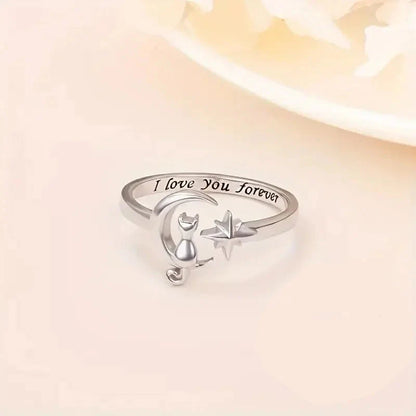 Delicate Adjustable 925 Sterling Silver Ring with Cubic Zirconia
