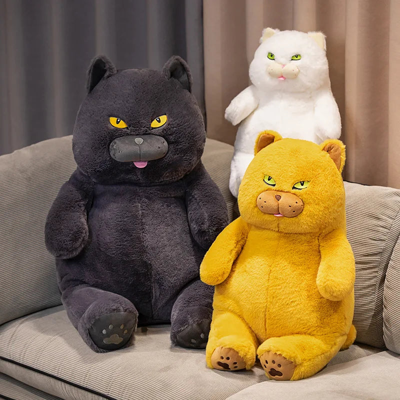 Chubby Black Cat Plush Stuffed Toy Soft Decorative Pillow