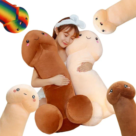 Cute Flesh-Colored Plush Penis Pillow - Soft, Fun Cushion Gift for Girls
