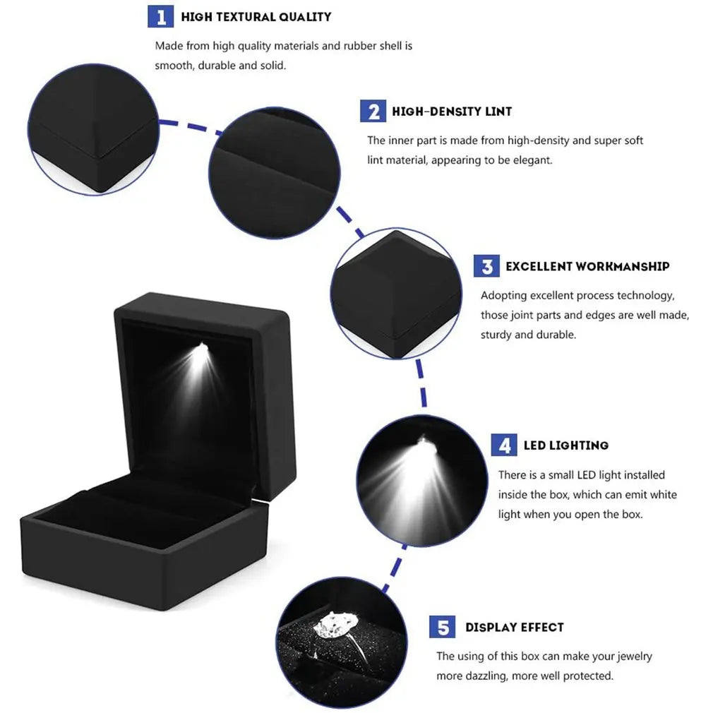 LED Light Ring Box Luxury Jewelry Case for Proposal