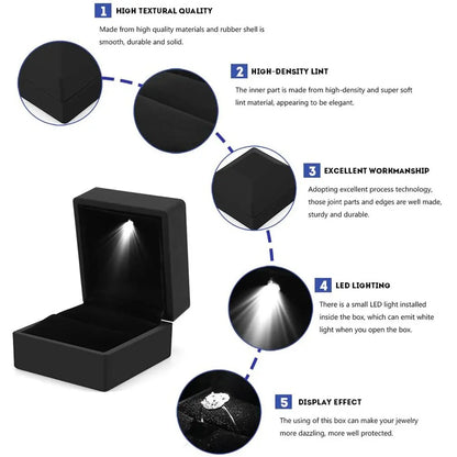 LED Light Ring Box Luxury Jewelry Case for Proposal