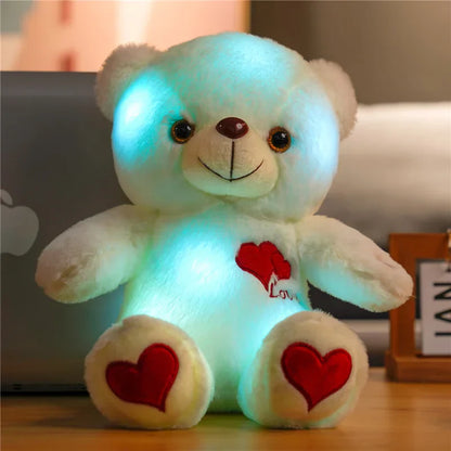 Luminous Plush Bear with Bowtie and Rose Heart 30cm