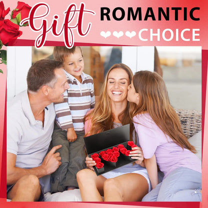 16Pcs Forever Roses in Heart Box - Valentine's Gift for Her