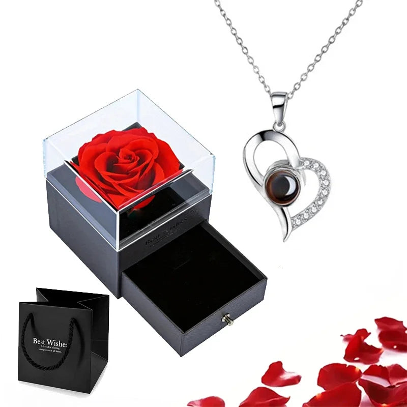 Custom Photo Projection Heart Necklace Gift Set