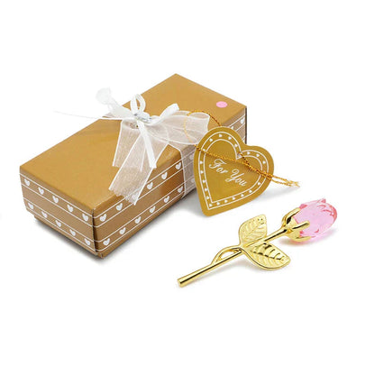 Crystal Rose Gold and Silver Artificial Flower Gift Box