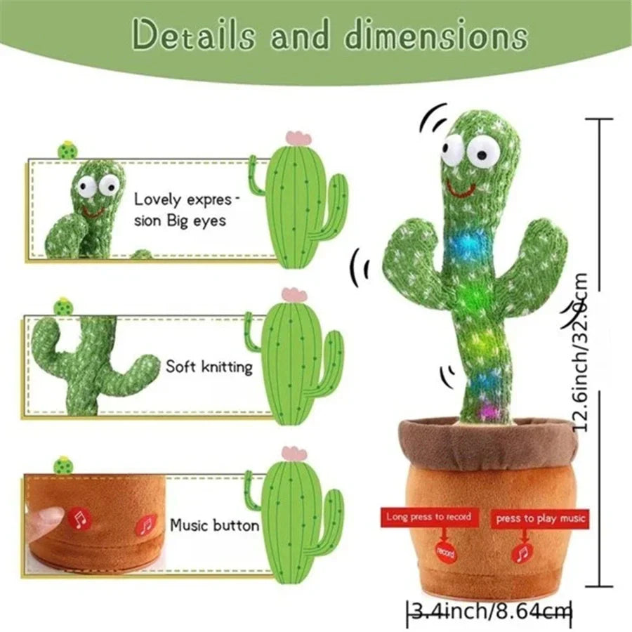 USB Electric Singing & Dancing Cactus Plush Toy - Fun Decompression Buddy
