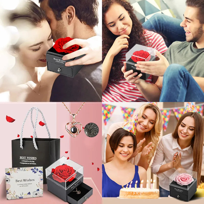 Red Eternal Rose Gift Box for Jewelry and Special Occasions