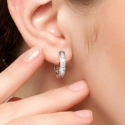 925 Sterling Silver Round Zircon Stud Earrings