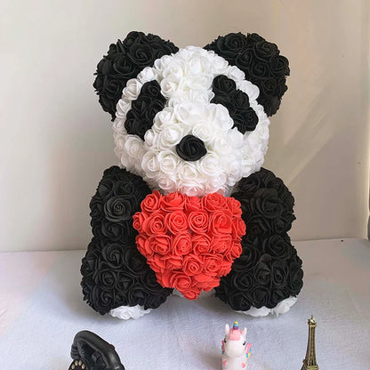 25cm Artificial Rose Teddy Bear with Decorative Light