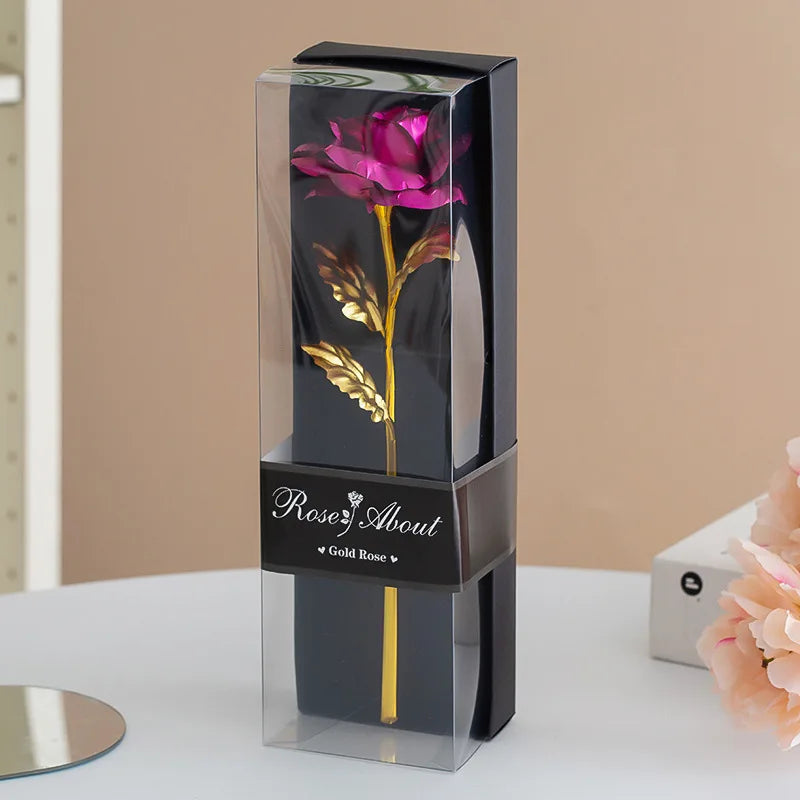 Gold Foil Rose Artificial Flower Gift for Valentine's Day
