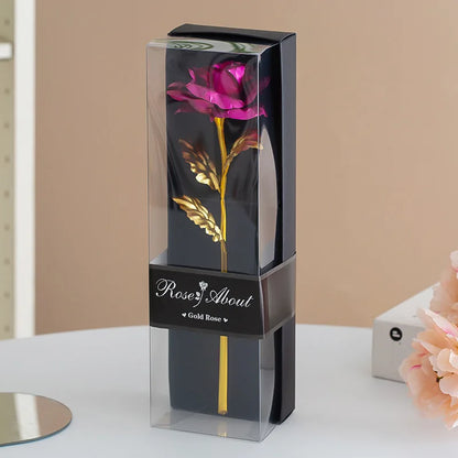 Gold Foil Rose Artificial Flower Gift for Valentine's Day