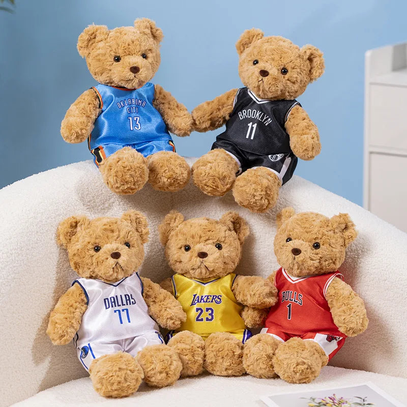 Cute 25cm Bear Plush Toy in Basketball Tee - Perfect Gift for Kids!