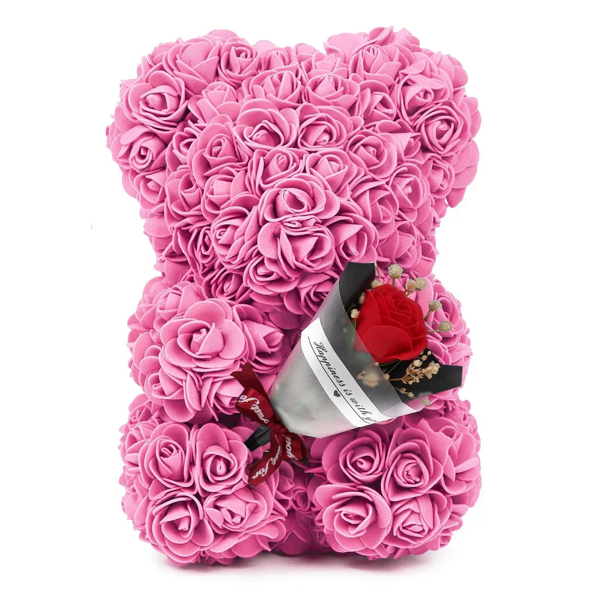 Eternal Rose Teddy Bear Artificial Floral Gift 25cm