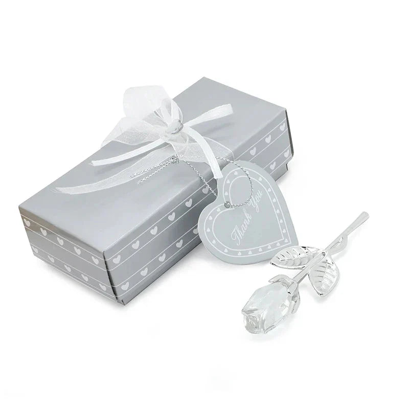 Crystal Rose Gold and Silver Artificial Flower Gift Box