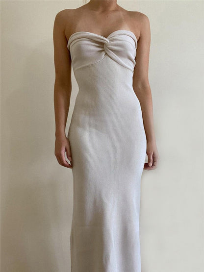 Knit Twisted Tube Midi Dress